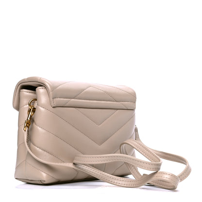 Saint Laurent Calfskin Y Quilted Monogram Toy Loulou Crossbody Bag Dark Beige 2 of 4