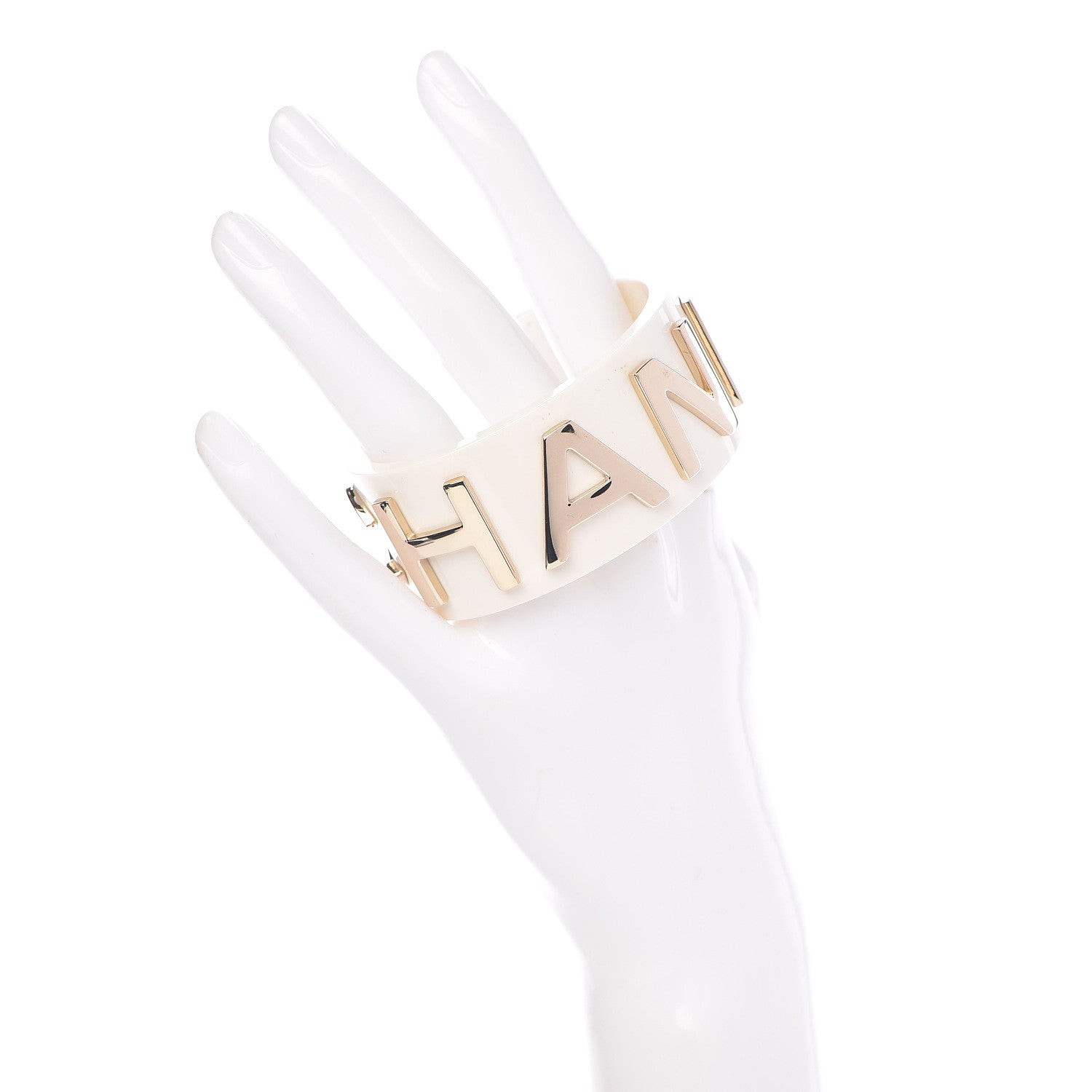 Chanel Resin Metal Cuff White 2 of 5
