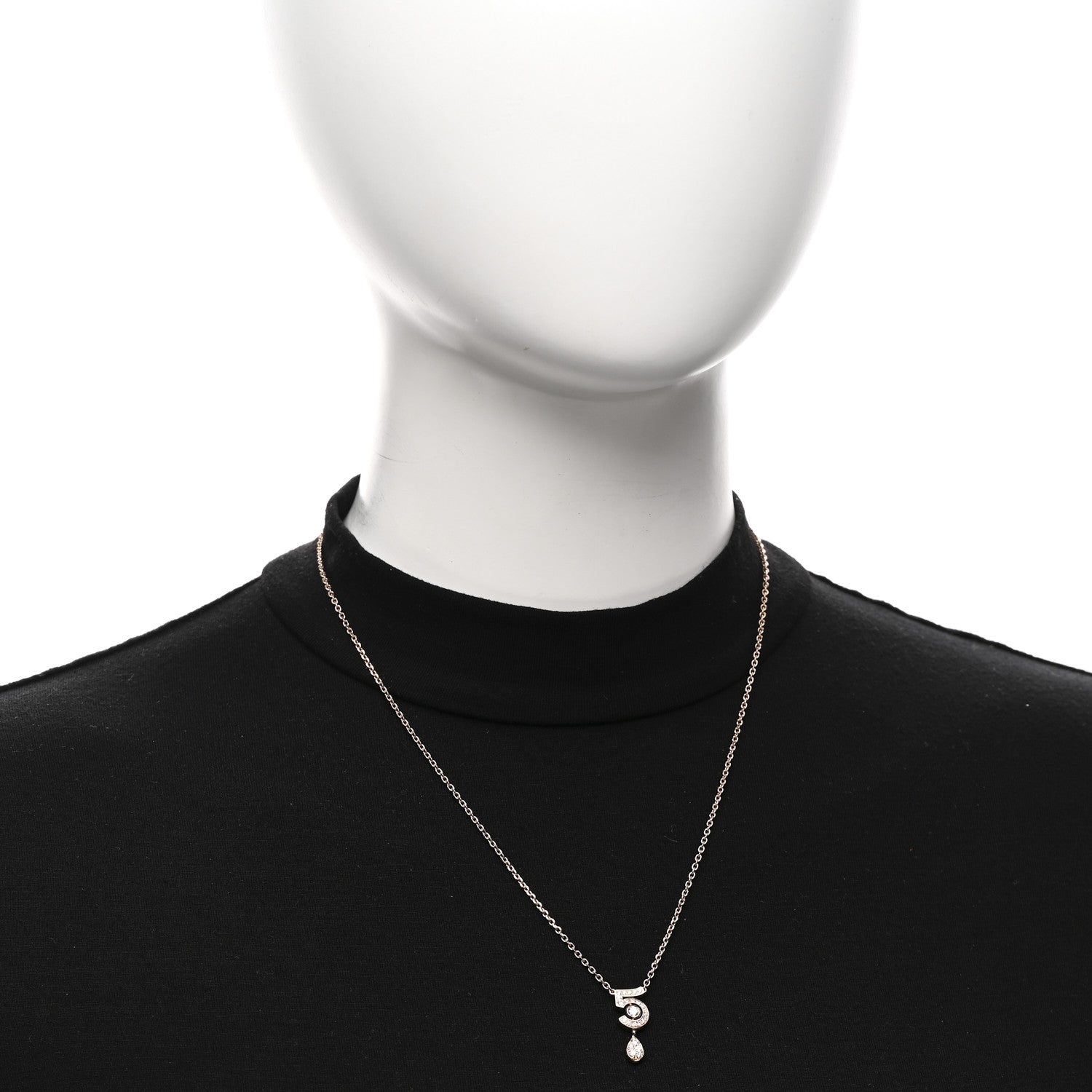 Chanel 18K Beige Gold Diamond Eternal No 5 Pave Necklace 2 of 5