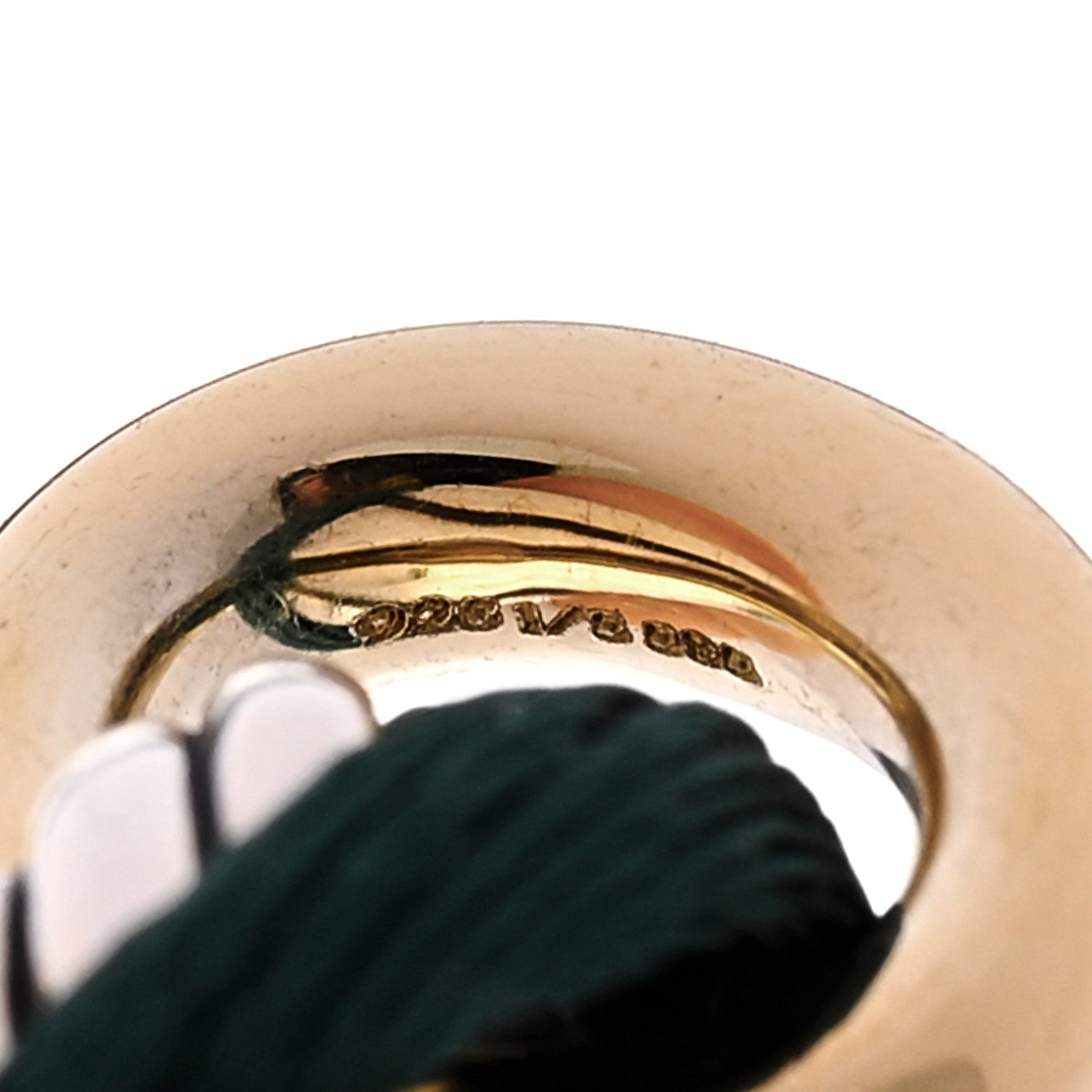 David Yurman Sterling Silver 14K Yellow Gold Sculpted Cable Linked Cord Bracelet Green 5 of 5