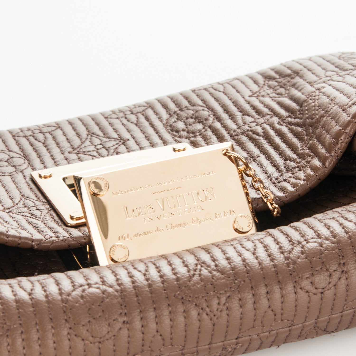 Louis Vuitton Calfskin Quilted Monogram Altair Clutch Beige 7 of 8