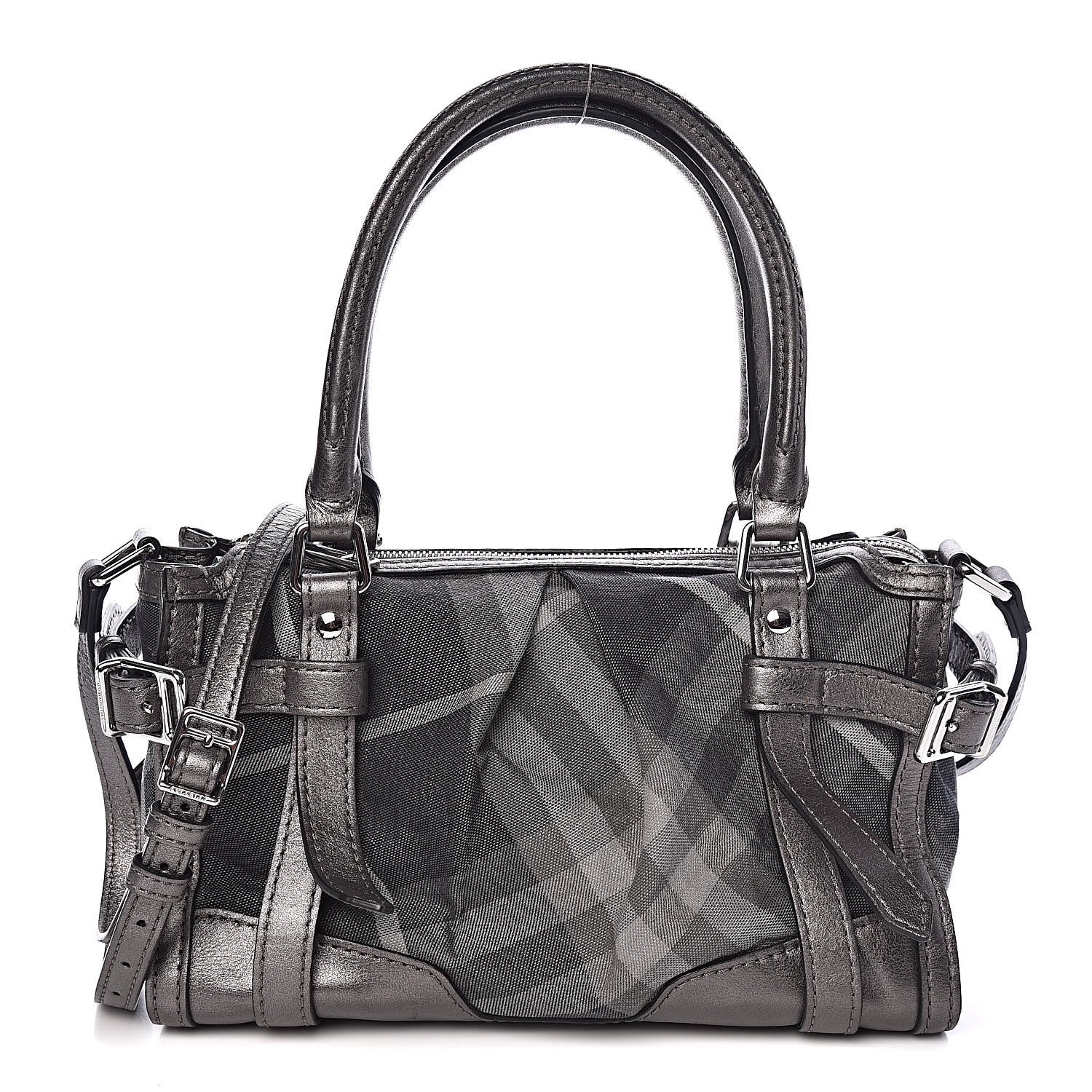 Burberry Shimmer Check Pilgrim Satchel Pewter 1 of 13