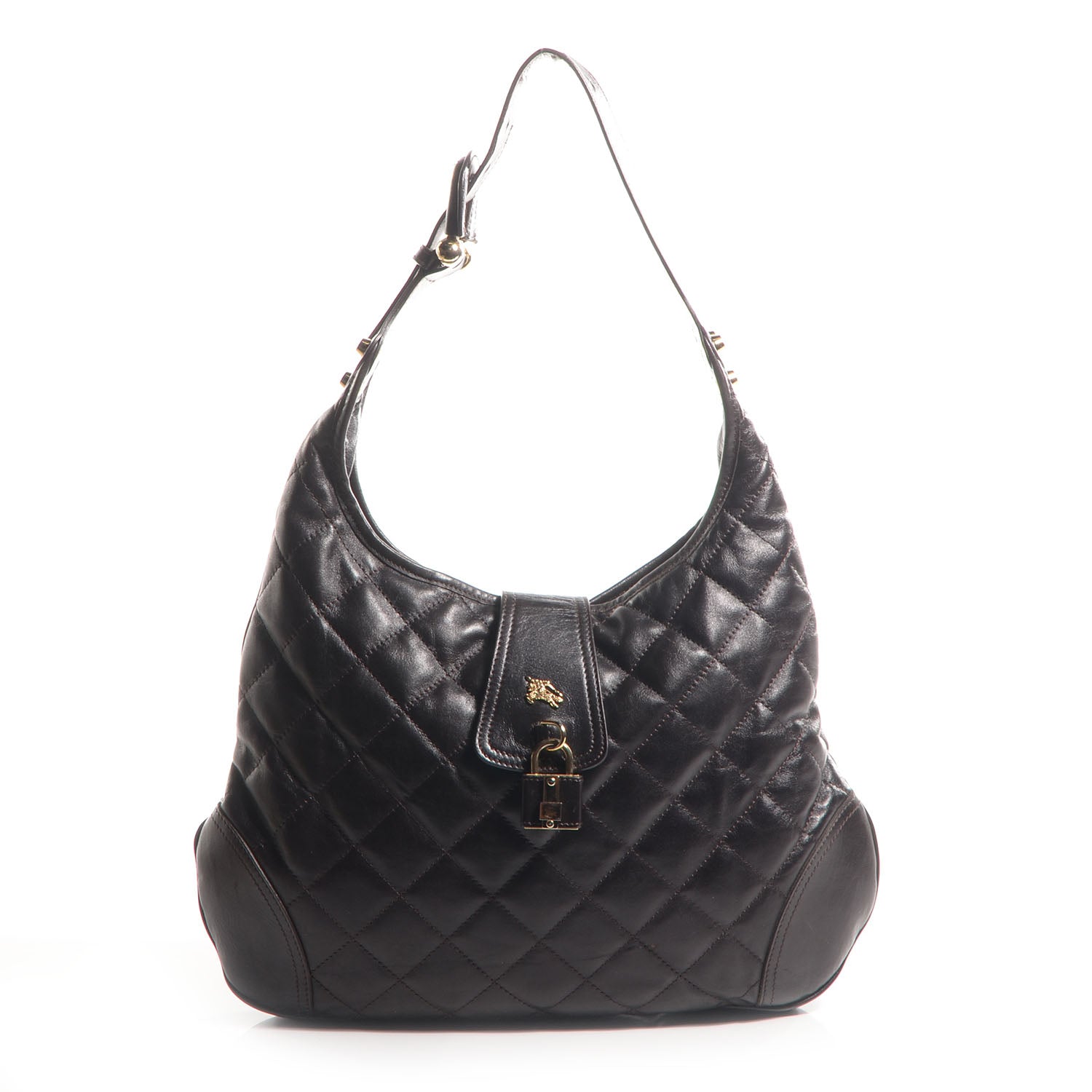 Burberry Leather Quilted Brook Hobo Brown 1 of 8