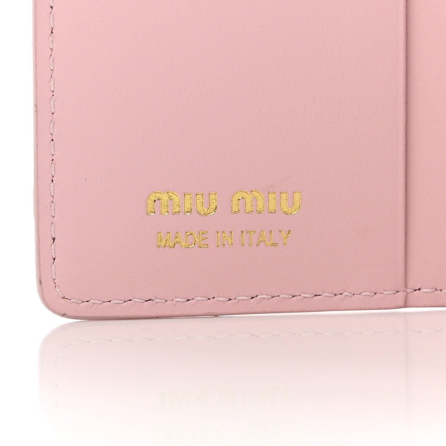 Miu Miu Calfskin Logo Embossed Bi-Fold Compact Wallet Alabastro 6 of 9