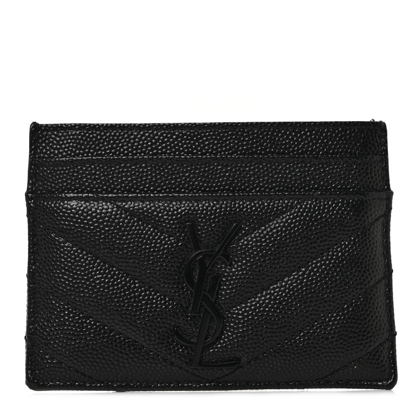 Grain De Poudre Matelasse Chevron Monogram Credit Card Case Black