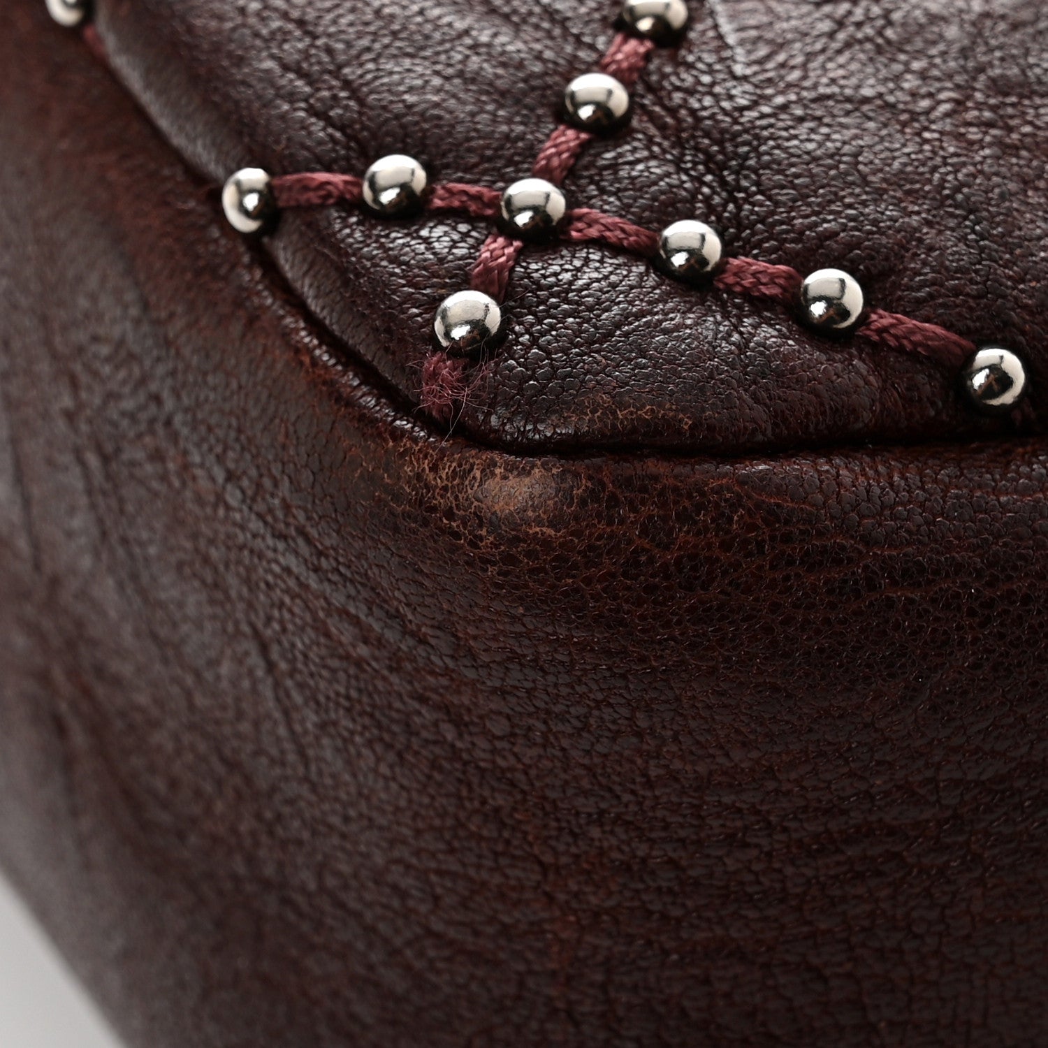 Chanel Washed Lambskin Studded Metal Beauty Flap Burgundy 13 of 14