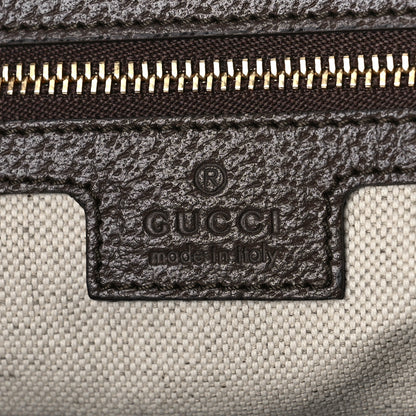 Gucci Monogram Jumbo GG Textured Dollar Calfskin Web Medium Ophidia Shopping Tote Camel Ebony 6 of 9