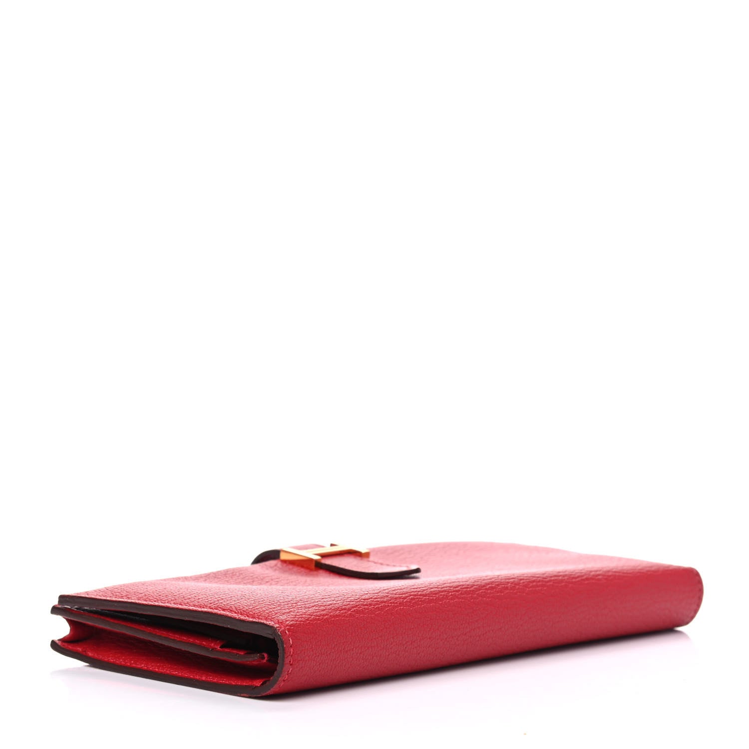 Hermes Chevre Mysore Bearn Gusset Wallet Rouge Garance 3 of 5