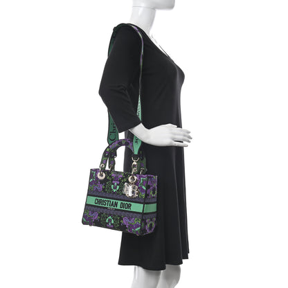 Christian Dior Canvas Embroidered Indian Purple Medium Lady D-Lite Multicolor 2 of 9