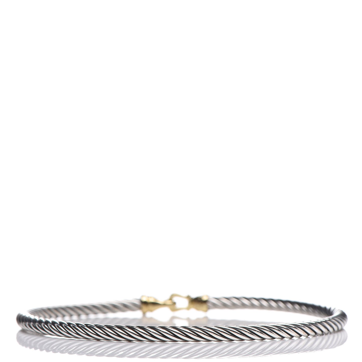 Sterling Silver 18K Yellow Gold 3mm Cable Buckle Bracelet
