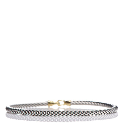 David Yurman Sterling Silver 18K Yellow Gold 3mm Cable Buckle Bracelet 3 of 4