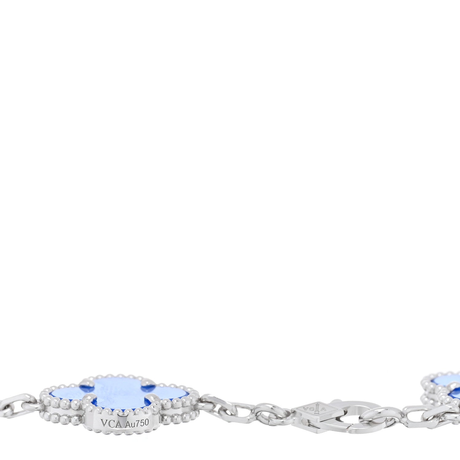 Van Cleef & Arpels 18K White Gold Blue Agate 5 Motifs Vintage Alhambra Bracelet 3 of 4