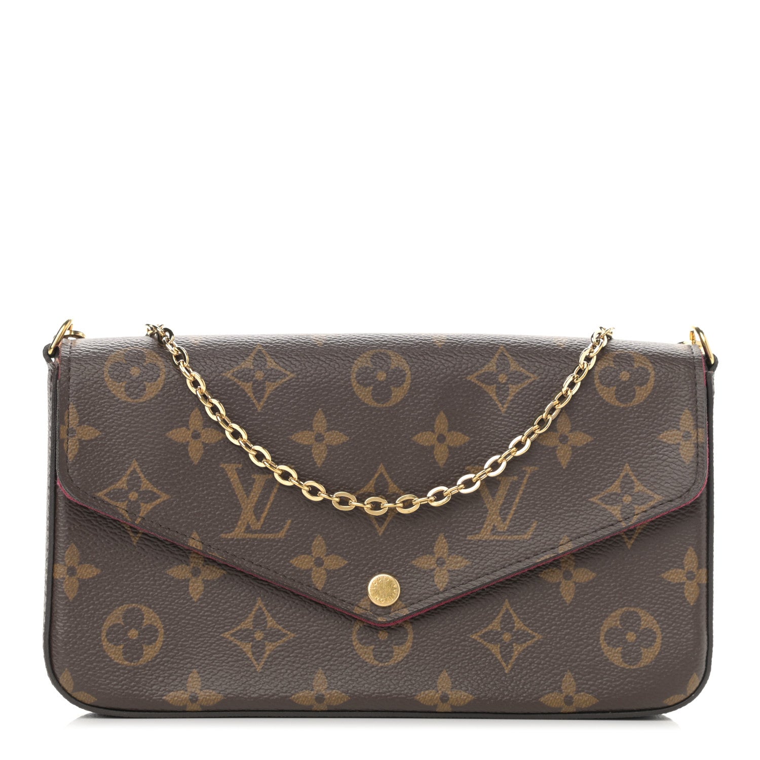 Louis Vuitton Monogram Pochette Felicie Chain Wallet Fuchsia 1 of 13