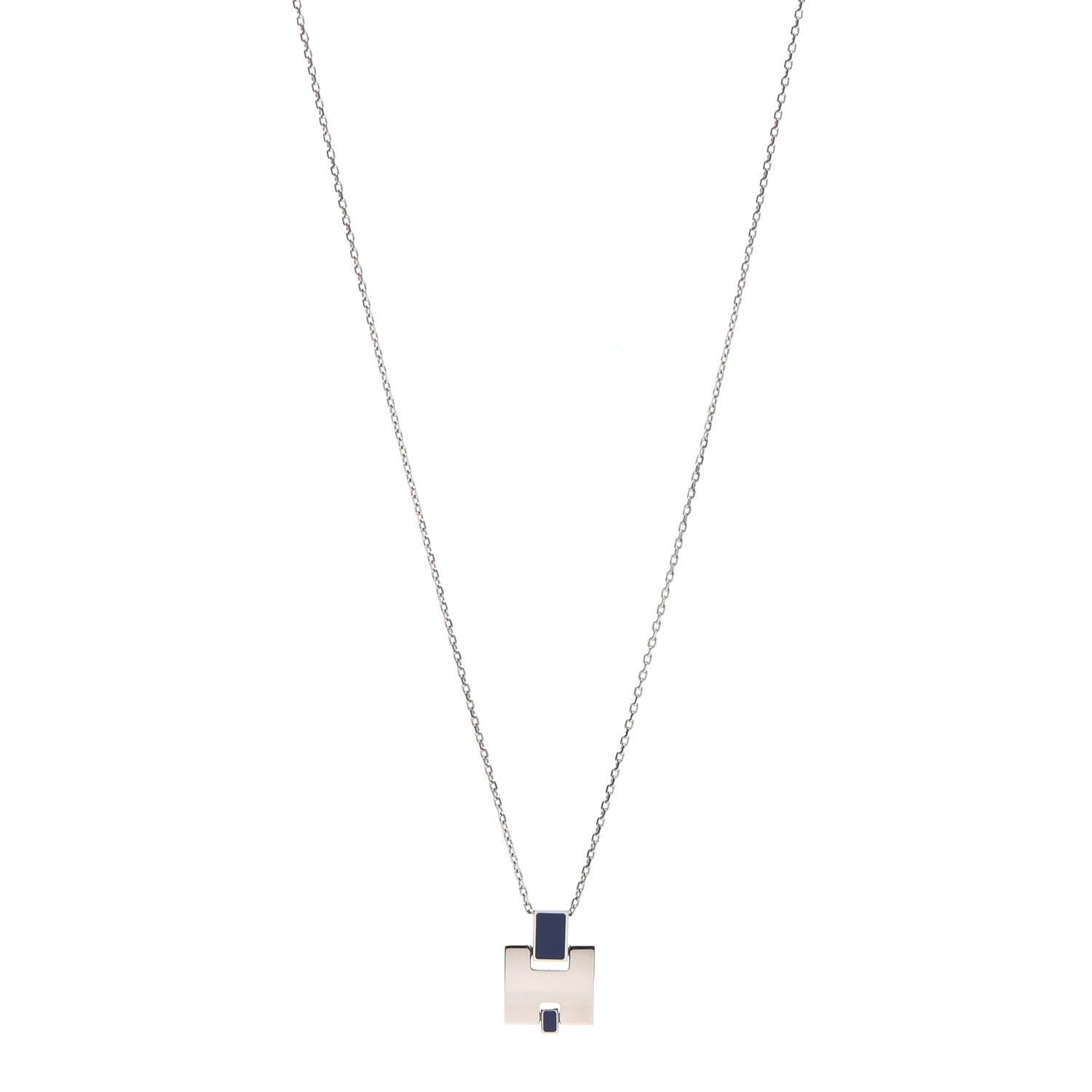 Hermes Palladium Lacquered Eileen Pendant Necklace 1 of 5
