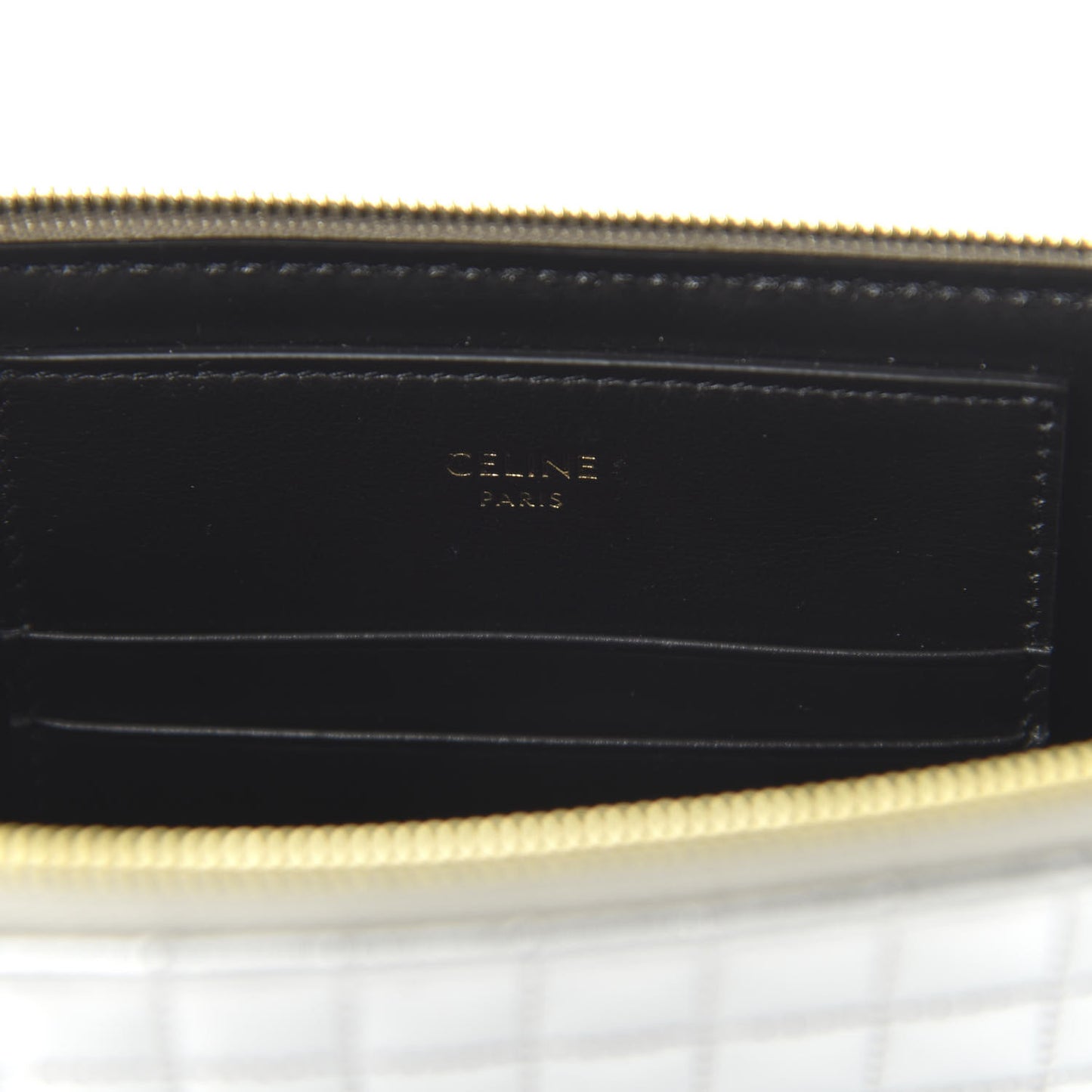 Lambskin Quilted Zip Pouch Grey