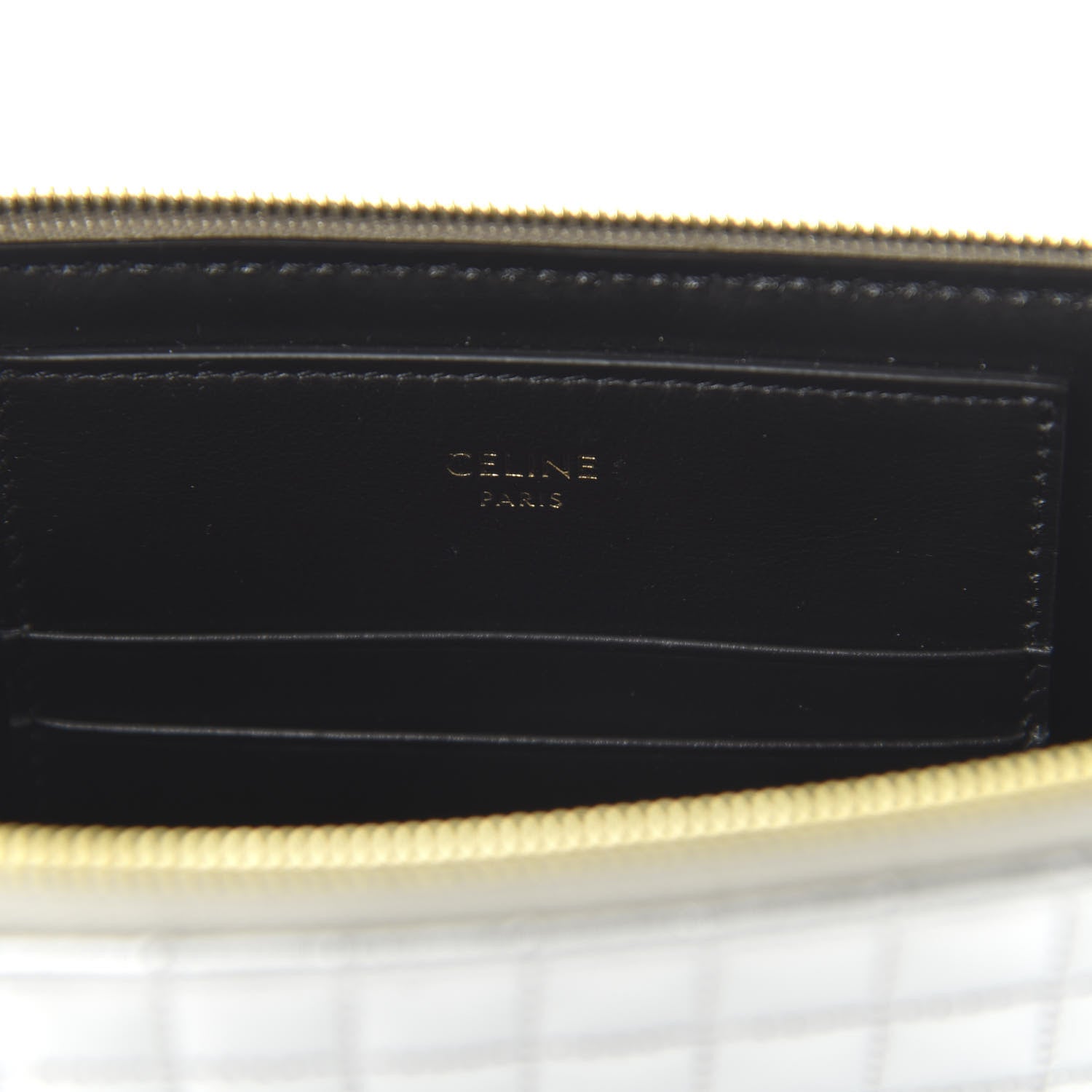 Celine Lambskin Quilted Zip Pouch Grey 8 of 10