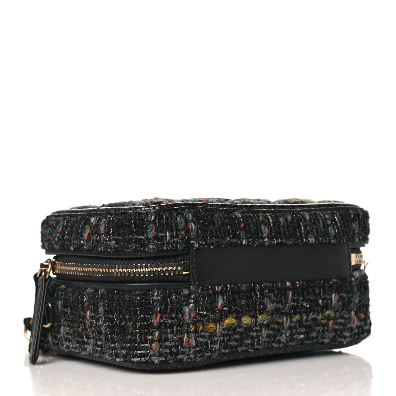 Chanel Tweed Snakeskin Quilted Small CC Filigree Vanity Case Navy Multicolor 4 of 9