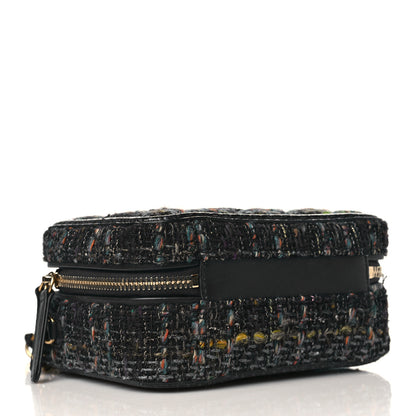 Chanel Tweed Snakeskin Quilted Small CC Filigree Vanity Case Navy Multicolor 4 of 9