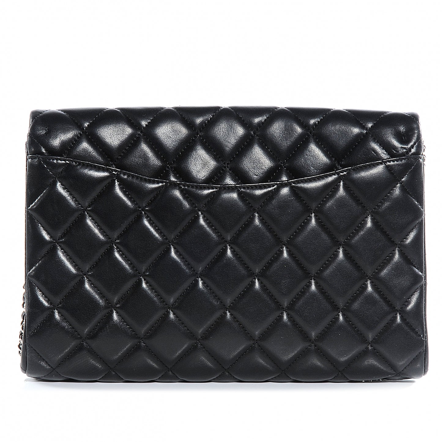 Lambskin Quilted Clutch Flap Black