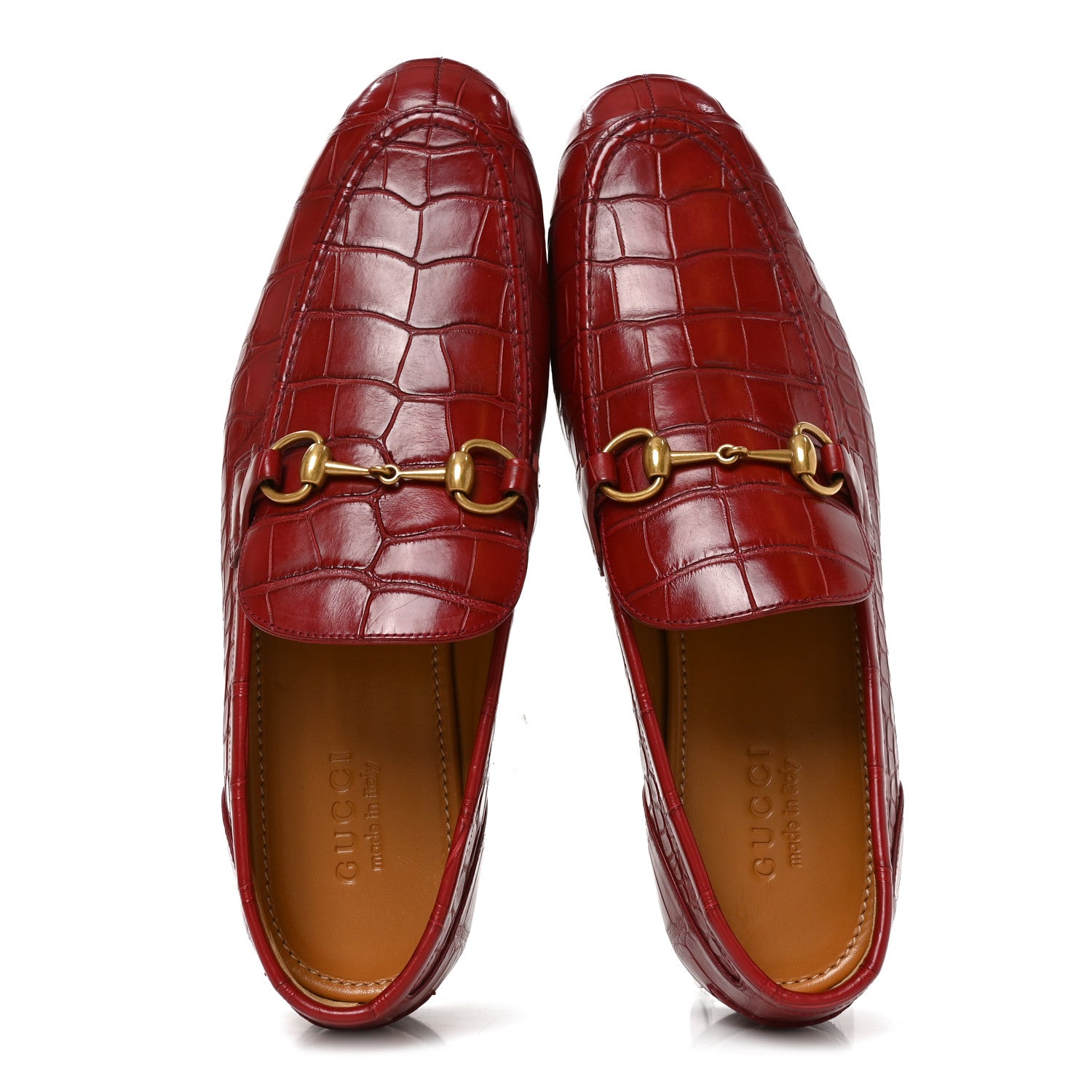 Gucci Alligator Mens Jordaan Loafers 10 Cherry Red 5 of 9
