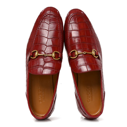 Gucci Alligator Mens Jordaan Loafers 10 Cherry Red 5 of 9