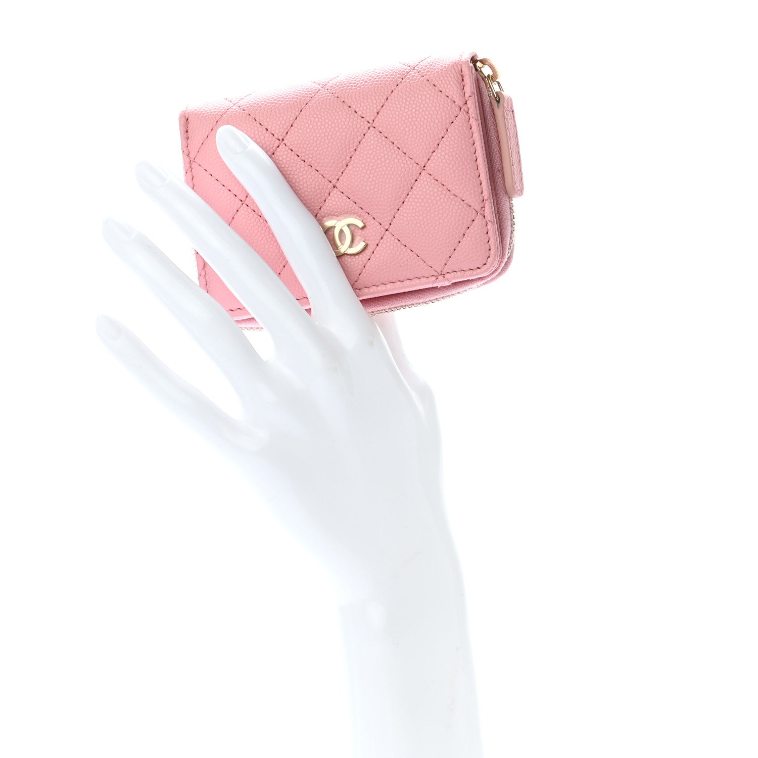 Chanel Caviar Quilted Compact Zipped Wallet Pink 2 of 9