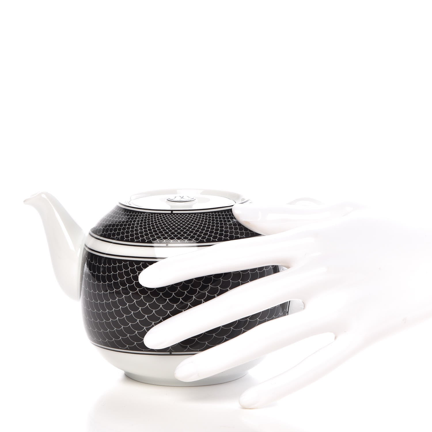Hermes Porcelain H Deco Teapot Black 2 of 9