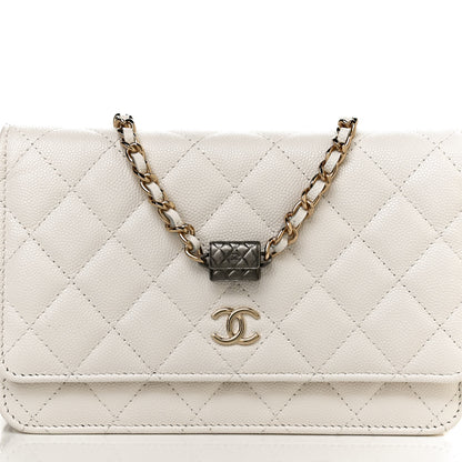 Chanel Caviar Quilted Wallet With Charms On Chain WOC White 11 of 11