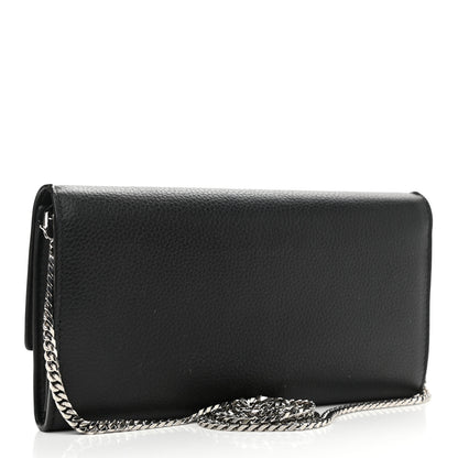 Alexander McQueen Pebbled Calfskin Skull Wallet on Chain Black 3 of 10