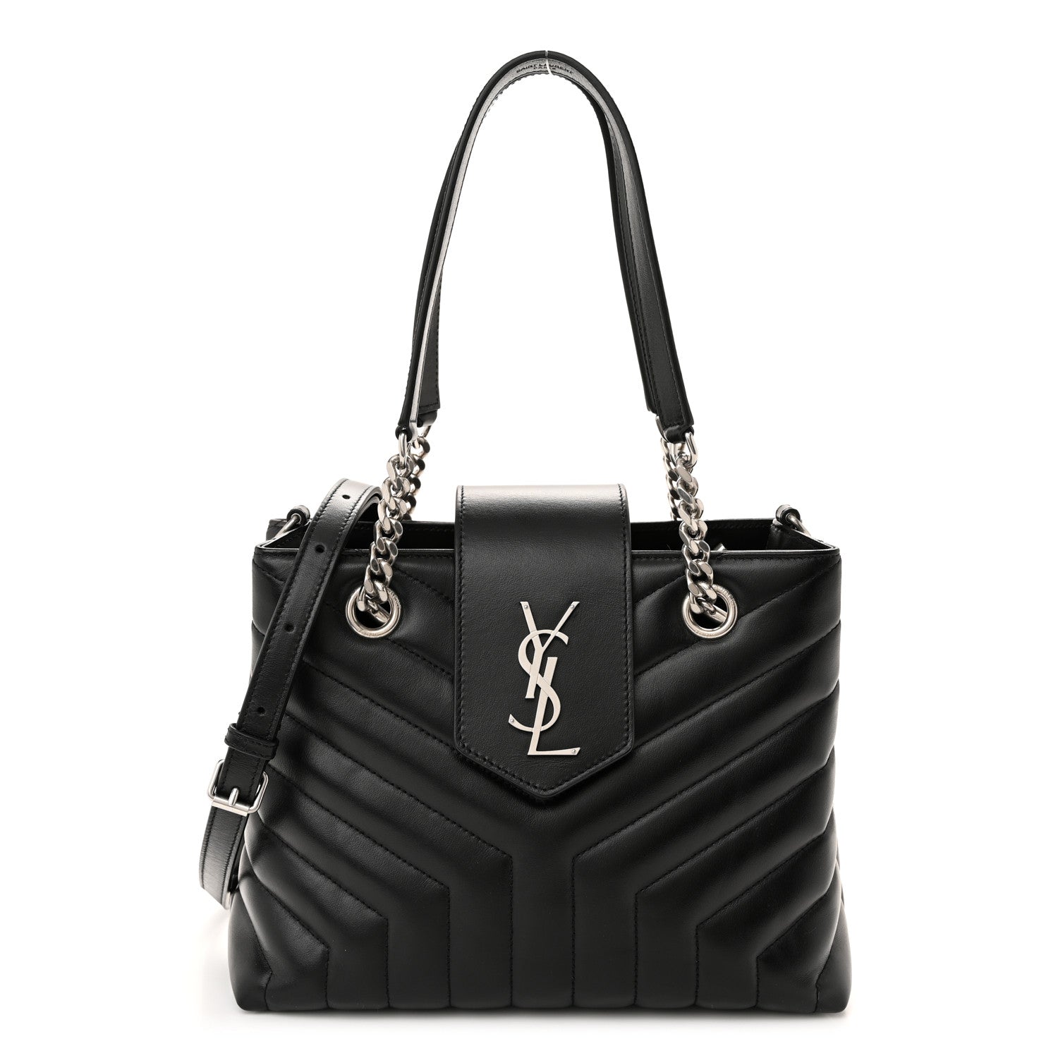 Saint Laurent Calfskin Y Quilted Monogram Small Loulou Shopper Black 1 of 11
