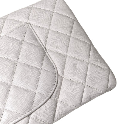 Chanel Caviar Quilted Flap Clutch White 11 of 11
