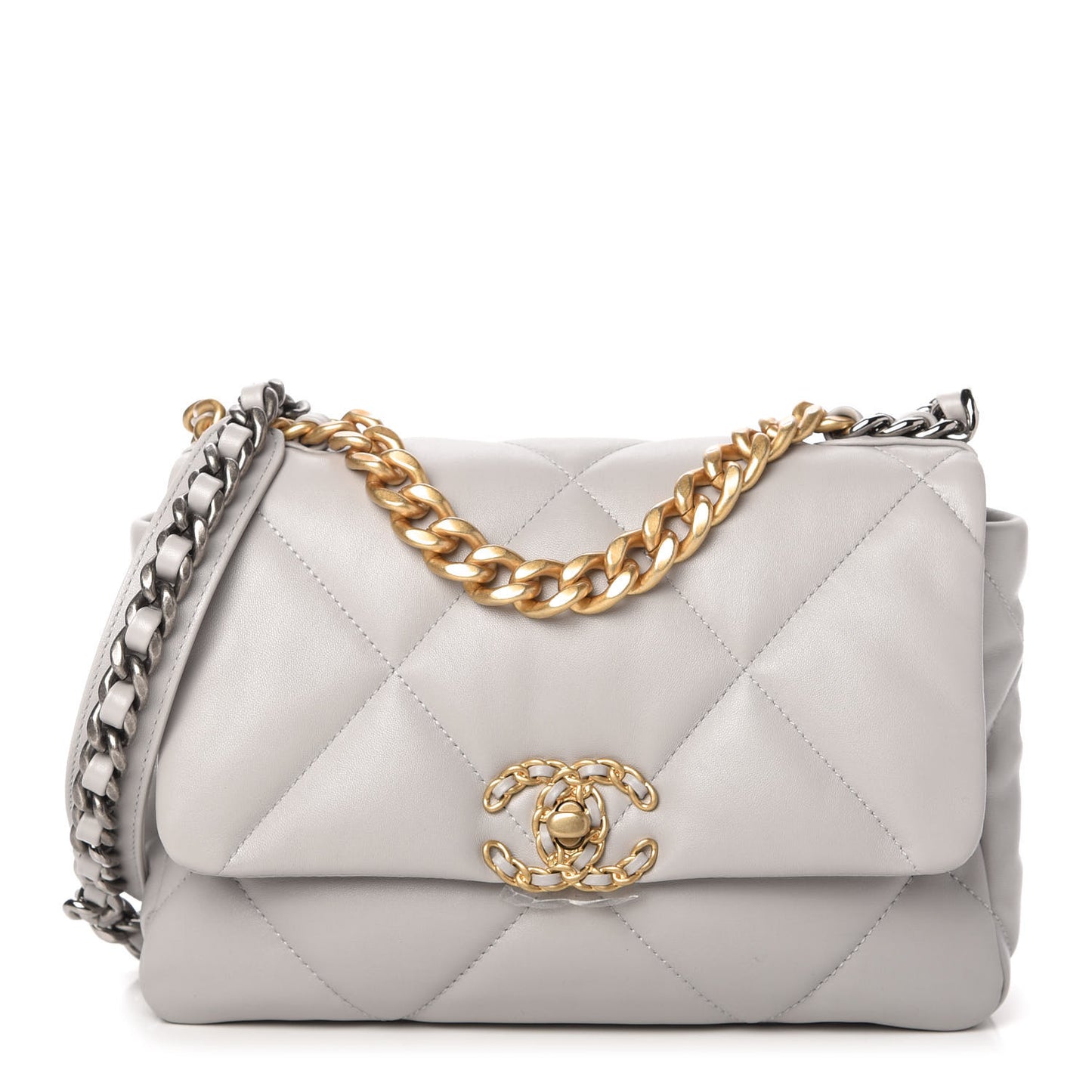 Lambskin Quilted Medium Chanel 19 Flap Grey