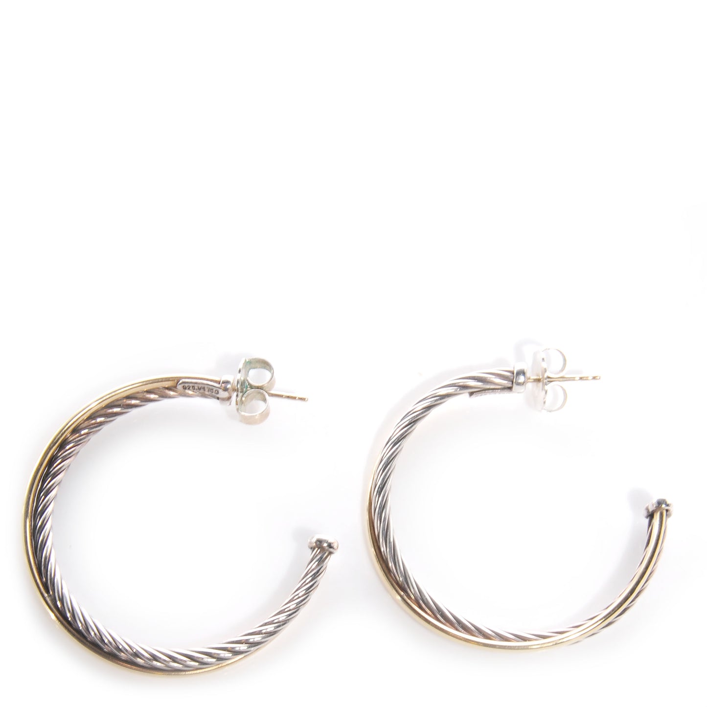 18k Gold Sterling Silver Extra Large Crossover Cable Hoop Earrings