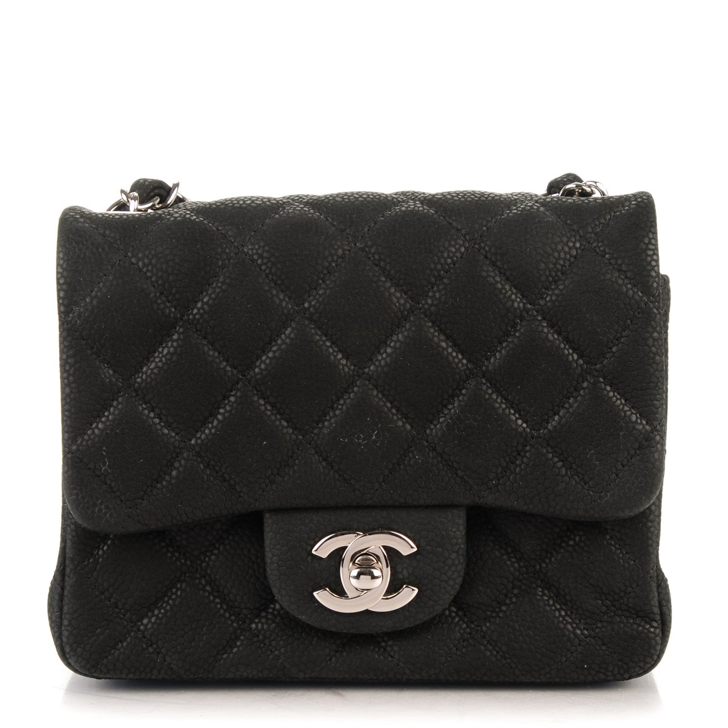 Iridescent Caviar Quilted Mini Square Flap Black