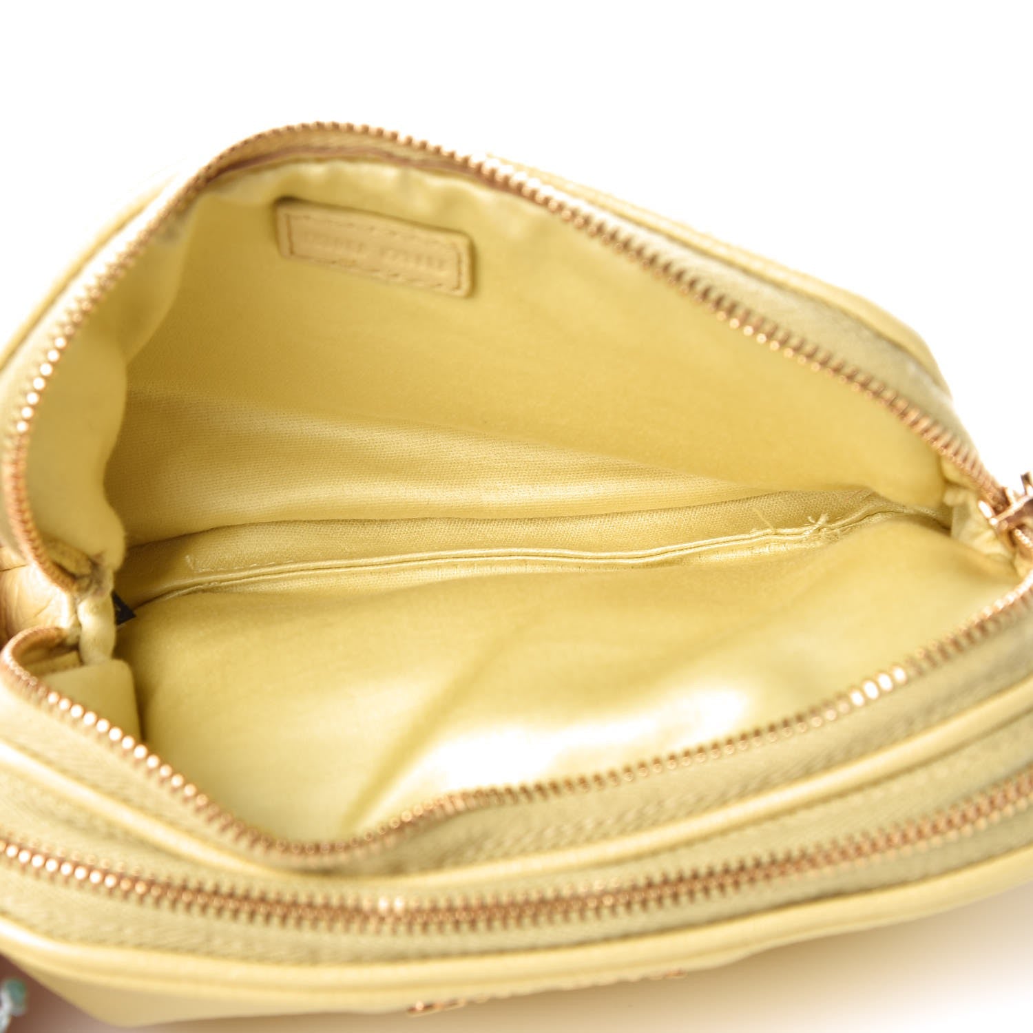 Miu Miu Goatskin Madras Double Zip Pochette Clutch Limone 5 of 8