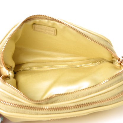 Miu Miu Goatskin Madras Double Zip Pochette Clutch Limone 5 of 8