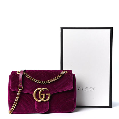Gucci Velvet Matelasse Medium GG Marmont Shoulder Bag Fuchsia Violet Cyclamen 10 of 10