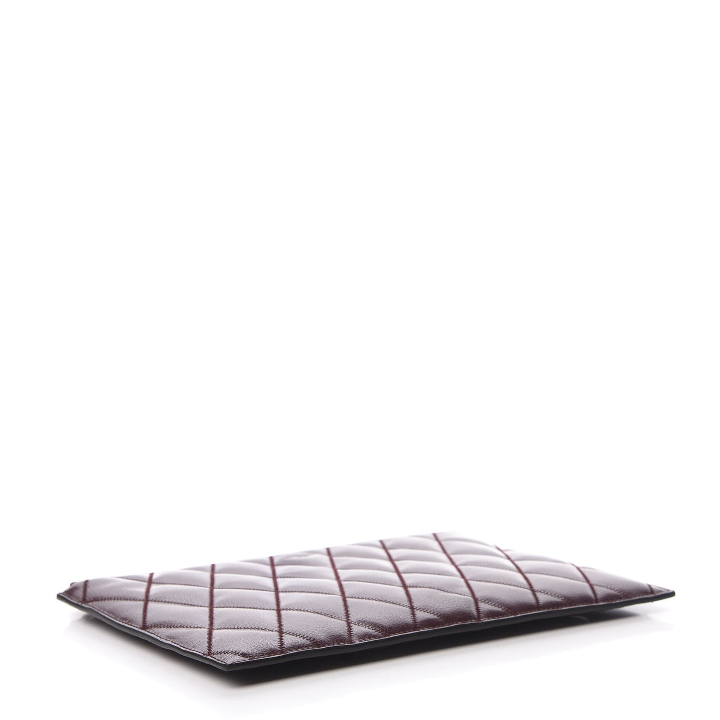 Goatskin Quilted Diamond Pouch Aubergine