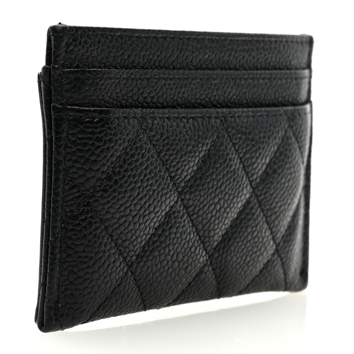 Caviar Quilted Filigree Card Holder Black