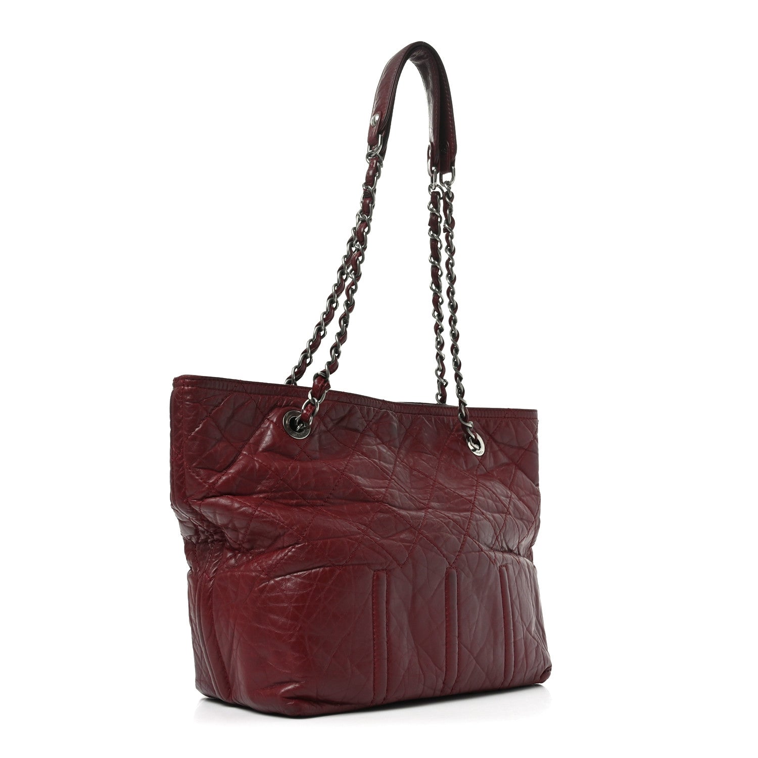 Chanel Aged Calfskin Small Shopping In Moscow Tote Burgundy 3 of 13