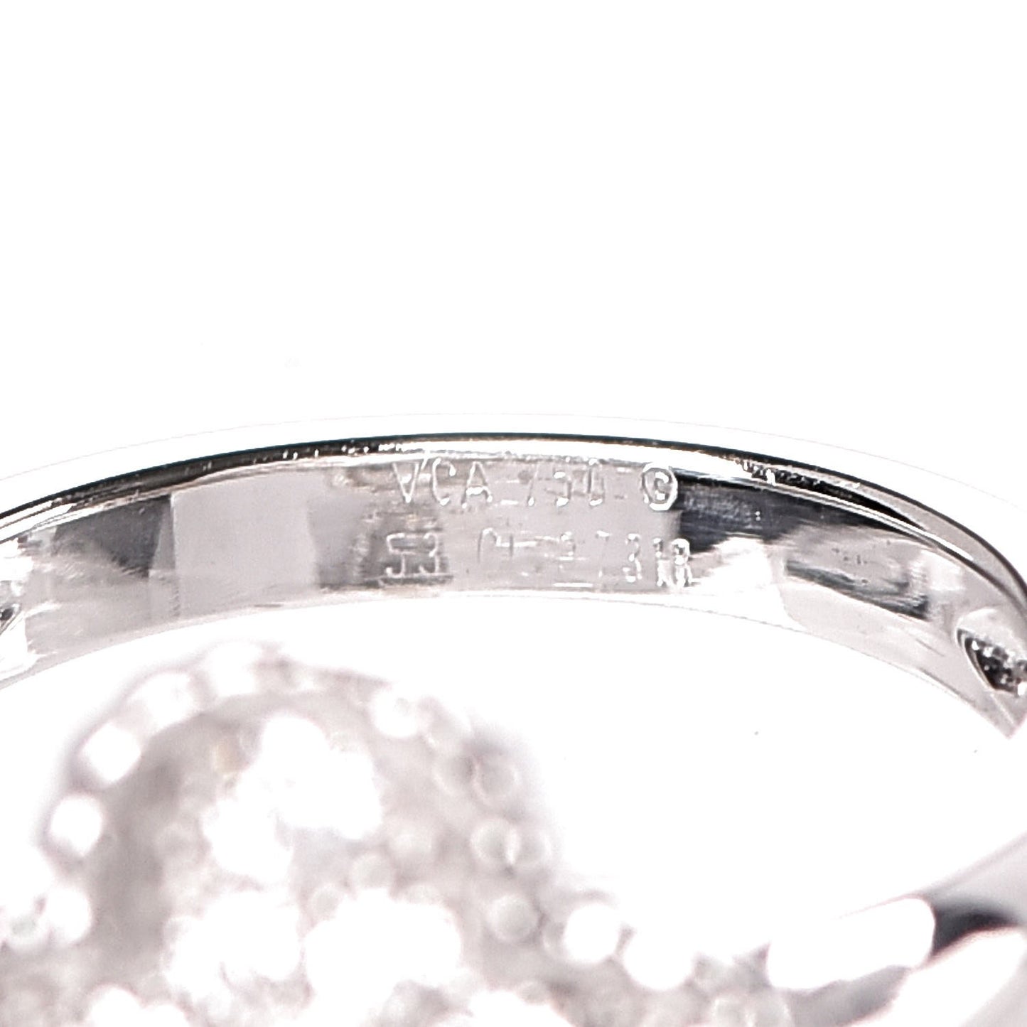 18K White Gold Diamond Vintage Alhambra Ring 53 6.25