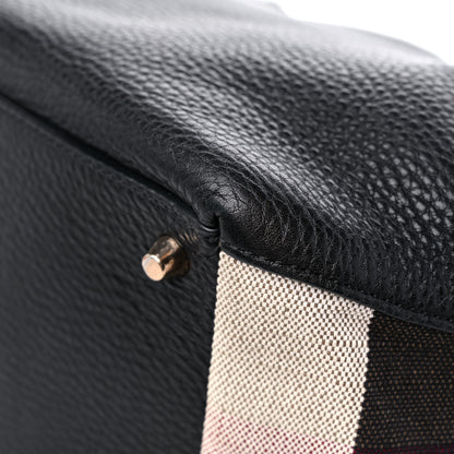 Burberry Grainy Calfskin House Check Small Maidstone Black 11 of 17