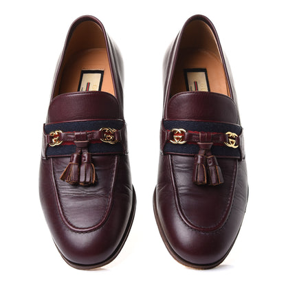 Gucci Calfskin Web Interlocking G Tassel Loafers 35.5 Ruby Bordeaux 5 of 12
