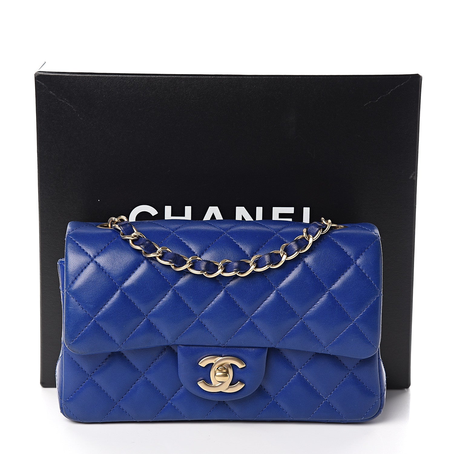 Chanel Lambskin Quilted Mini Rectangular Flap Dark Blue 10 of 10