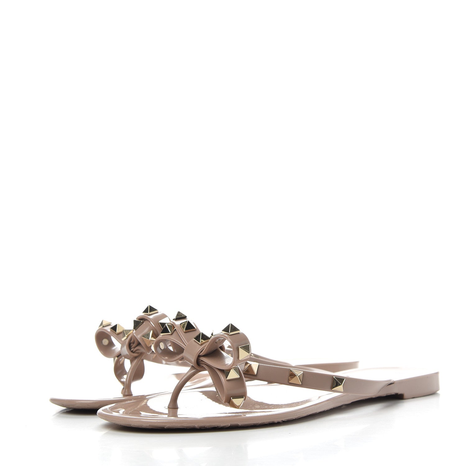 Valentino Garavani PVC Jelly Rockstud Bow Thong Sandals 39 Poudre 3 of 9