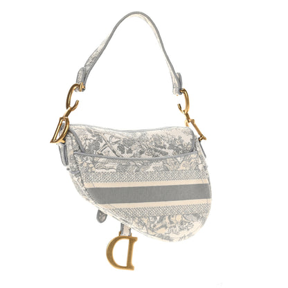 Christian Dior Canvas Embroidered Toile de Jouy Saddle Bag Gray 3 of 13