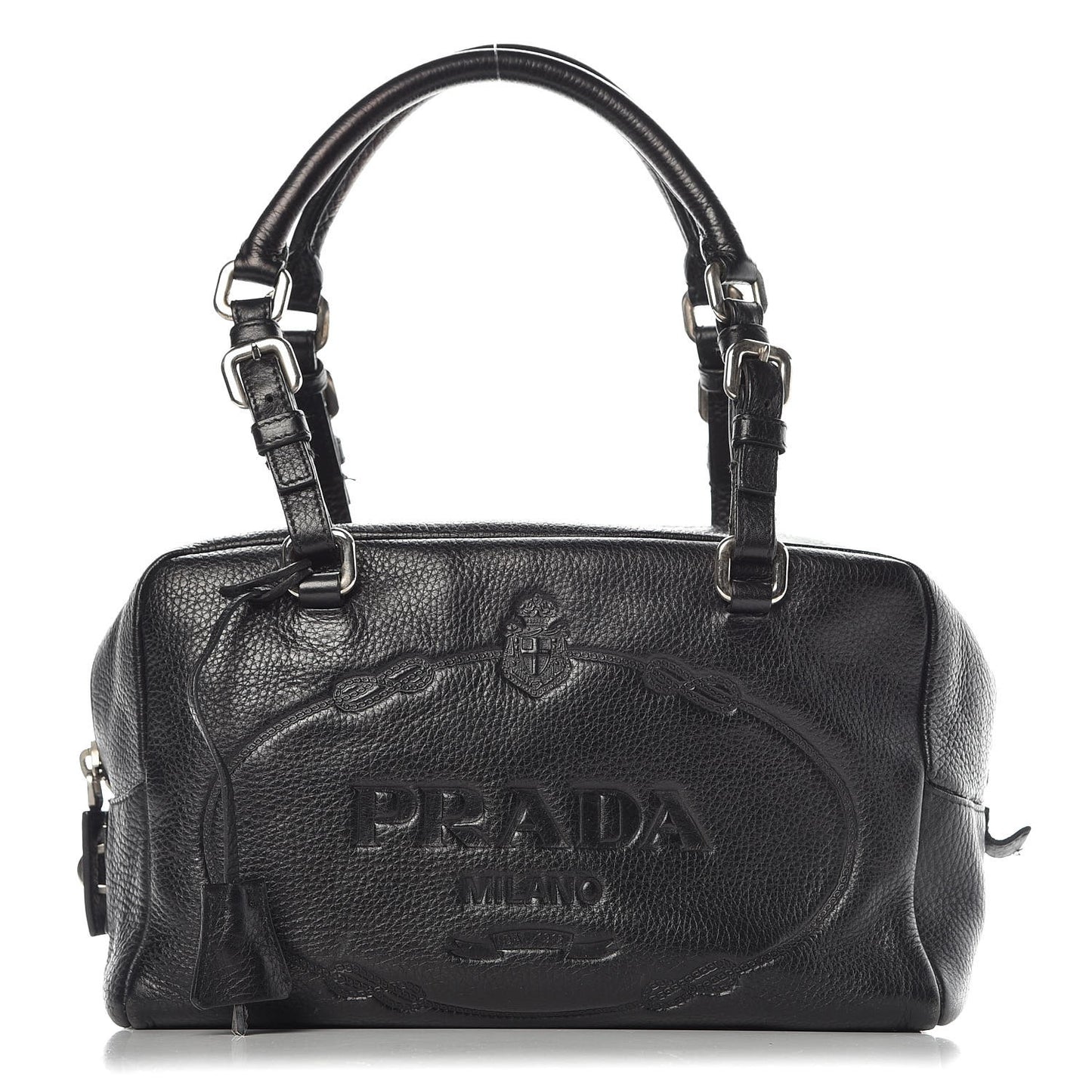 Vitello Daino Print Logo Bowler Black