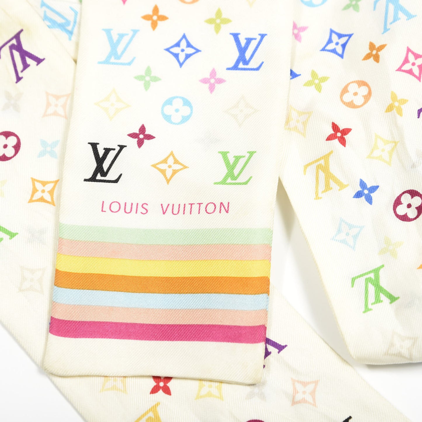 Silk Monogram Multicolor Bandeau White