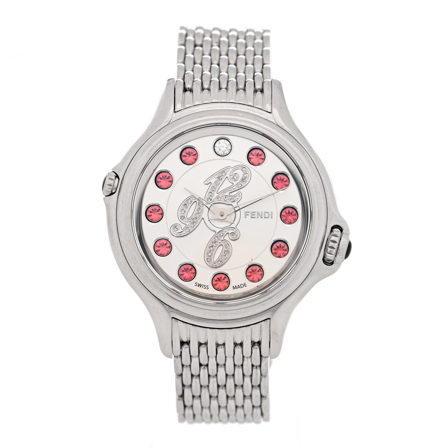 Fendi Stainless Steel Diamond Topaz 38mm Crazy Carats Rotating Gem Quartz Watch 3 of 7