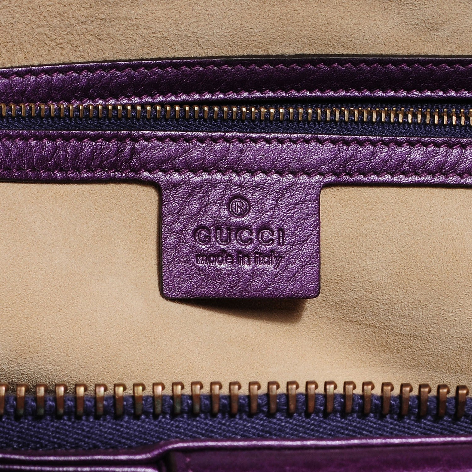 Gucci Metallic Pebbled Calfskin Medium 1973 Top Handle Satchel Purple 5 of 9